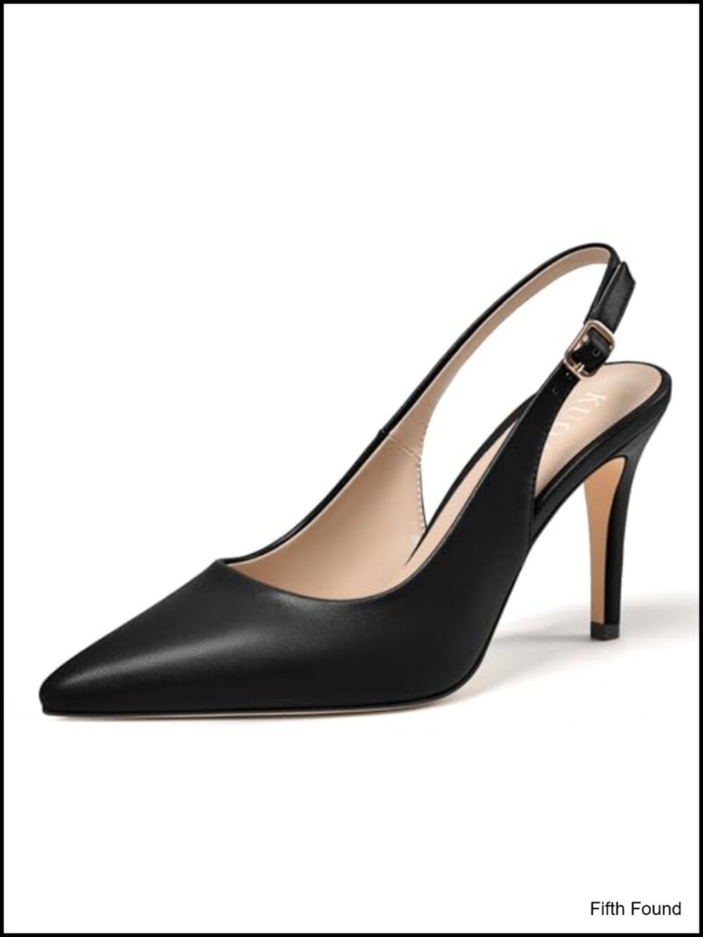 Slingback Heels Pointed Toe Stiletto Pumps Faux Leather
